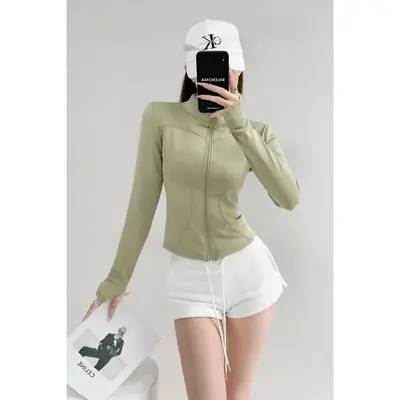 Yoga ceketi kadın, polar astar, sıcak, dar kesim - 10