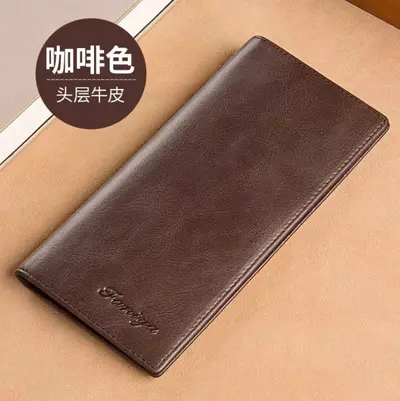 Men's Retro Long Wallet with Multiple Card Slots, Genuine Leather - 8