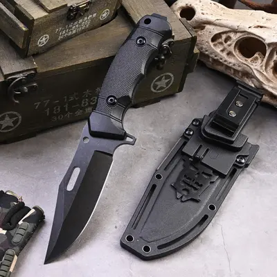 Outdoor Tactical Straight Knife, High Hardness, Multifunctional with Magnesium Rod - 7