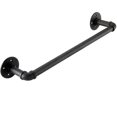 Industrial Black Iron Pipe Wall Rail, Bathroom Grab Bar and Coat Rack