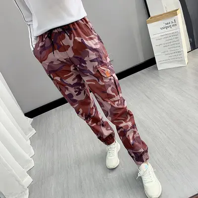 K2111 Autumn Solid Color Adult Pure Cotton Red In-Stock Foreign Trade Moisture-Wicking Sweat-Absorbent Sports Spring Women's Pants