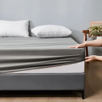 Export Trade Amazon Pure Color Bed Protector Mattress Cover Mattress Topper Pongee Baby Urine Barrier Sweat-Proof Waterproof Fitted Sheet Cover