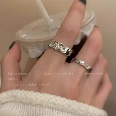 Vintage inci yüzük seti kadınlar için, soğuk minimalist stil - 13