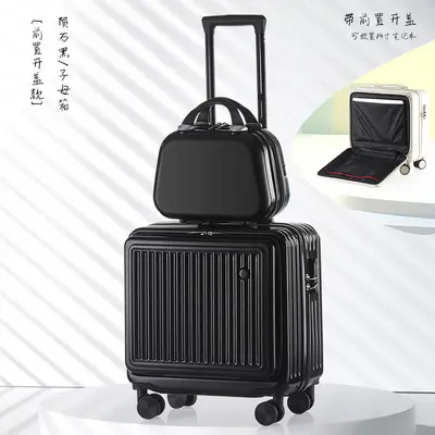 Universal Wheeled Front-Opening Trolley Luggage 18 Inch Small Boarding Bag Travel Suitcase for Men and Women Carry-on Luggage Mommy Bag Password Lock Box - 12