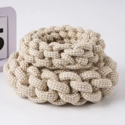 Indestructible Dog Chew Toy Hemp Rope Ring Teeth Cleaning - 4