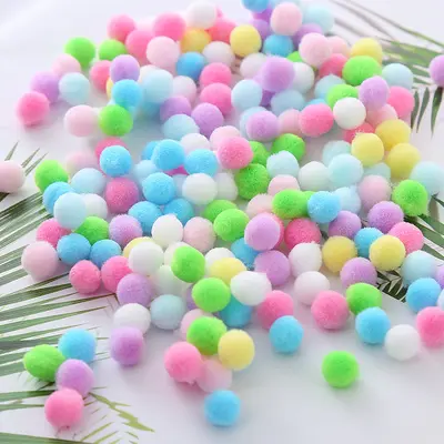Mixed-Size Fluffy Pom-Pom Set, Colorful, Elastic, DIY Craft Material