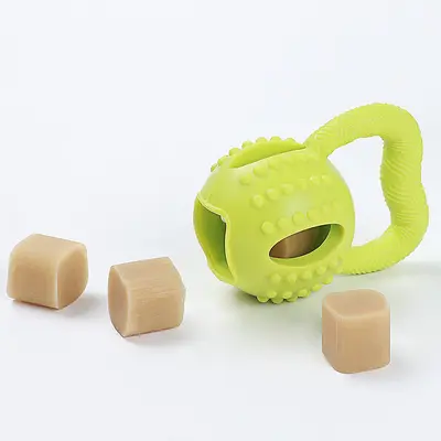 TPE Dog Toy Square Pull Ring Cheese Ball, Chew-Resistant Teeth Cleaning - 6
