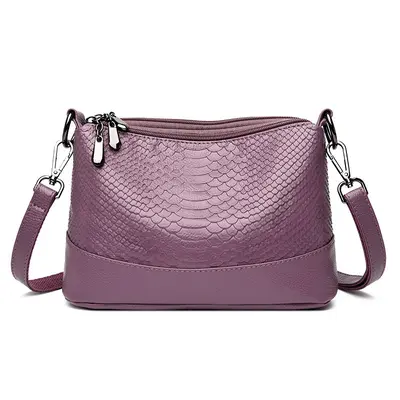 Damen-Schultertasche mit Krokodilmuster aus weichem Leder - 8