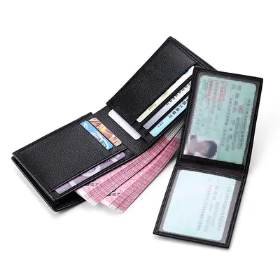 Men's Genuine Leather Short Wallet with Driver's License Holder and Multiple Card Slots - 4