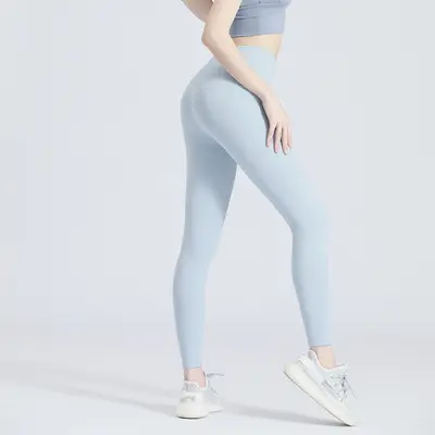 Yoga pants, high stretch, seamless, high waist, peach tone - 7