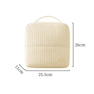 Upright cosmetic organizer bag, large capacity, compartments, travel - 9