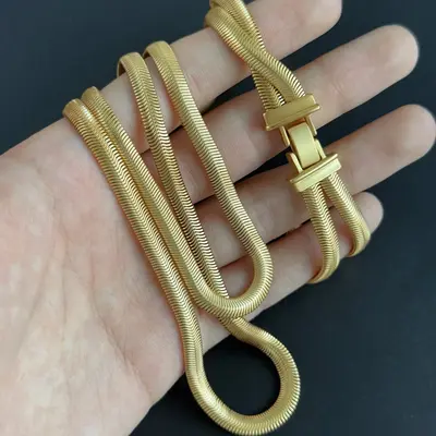 Matte Double-Layer Gold Snake Chain Necklace with Collarbone Chain