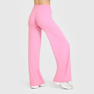 Kadın Bol Kesim Düz Paça Yoga Pantolonu, Yüksek Bel, Dikişsiz - 10
