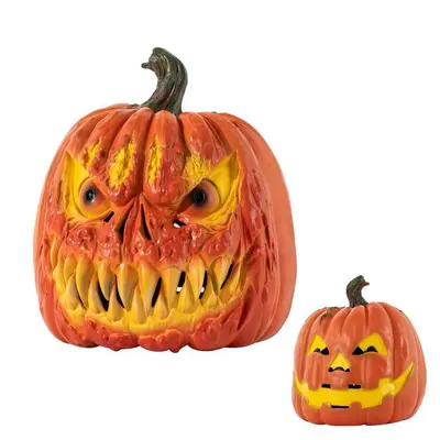 Halloween Pumpkin Head Set and Ghost Face Decoration - 9