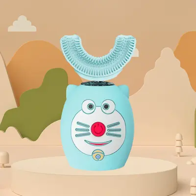 Children's Silicone U-Shaped Electric Toothbrush, USB Rechargeable, Soft Bristle - 12