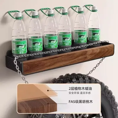 New Chinese-Style Walnut Wood Bathroom Shelf No-Drill Bathroom Toilet Washstand Storage Rack Towel Rack Organizer