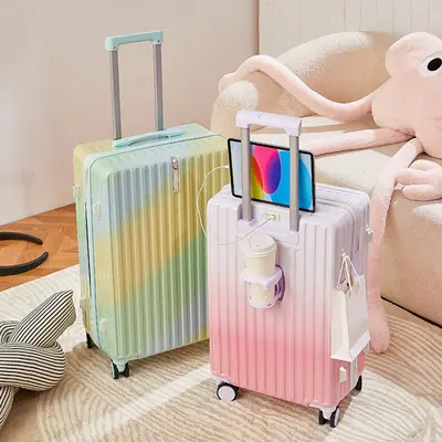 [Strictly Selected Factory] New Popular Gradient Suitcase, Super Beautiful Goddess Multifunctional Wheeled Suitcase 24 Inches