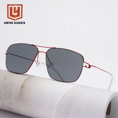 Doppelsteg-Pilotenbrille ohne Schrauben, ultraleichte Retro-Sonnenbrille für Damen und Her