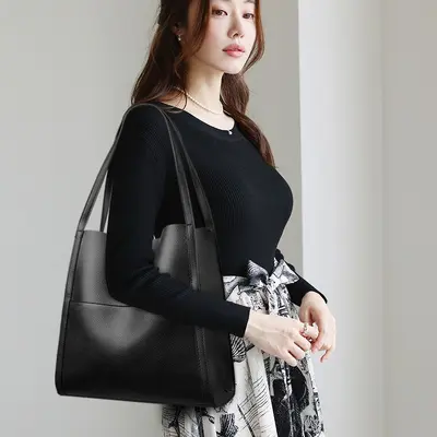 Waterproof Soft Leather Women's Tote Bag, Large Capacity - 4