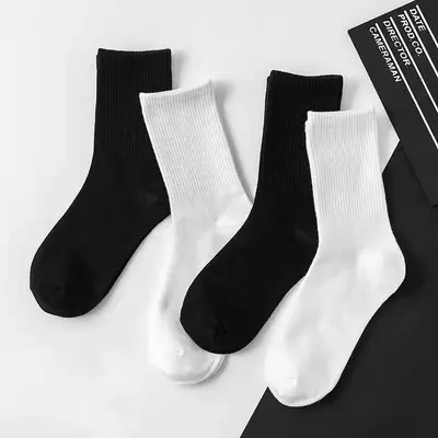 Zhuji Socks Factory Direct Sales Black White Gray Solid Color Versatile Disposable Men's Women's Four-Season Short Mid-Calf Long Tube Socks Wholesale