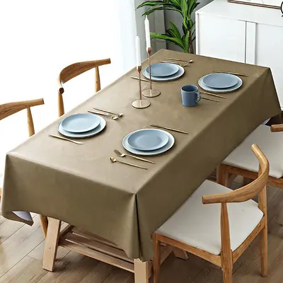Waterproof PVC Tablecloth, Oil-Resistant, Solid Color, Rectangular and Round - 10