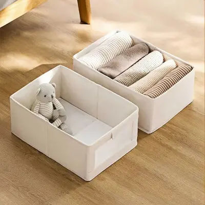 Cotton Linen Clothing Storage Box Foldable Large Capacity - 2
