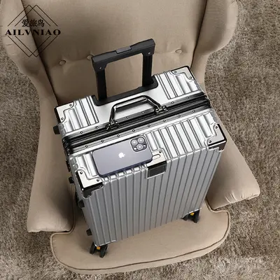 Aluminiumrahmen-Koffer PC Geschäftswagen Universalrollen-Koffer Student 26 Zoll großformatiger verschlüsselter Kasten Kabinengröße Koffer - 12