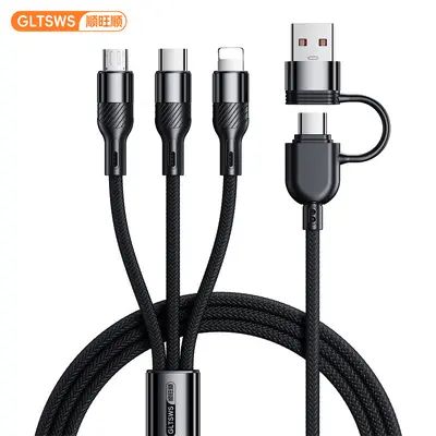 240W super fast charger two to three charging cables three-in-one fast charging one to three data cables mobile phone three-head multifunctional - 6