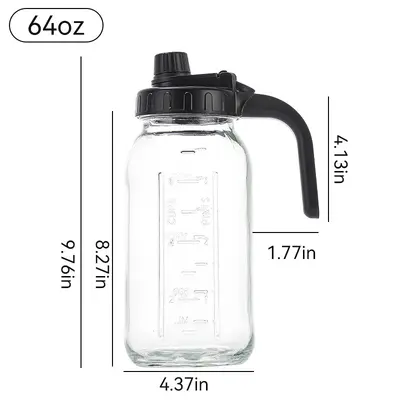 2000ml Glass Juice Bottle with Screw Lid, Leak-Proof Cold Water Pitcher - 8