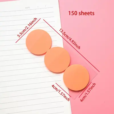Transparent Round Index Sticky Notes, Fluorescent, Reusable - 12