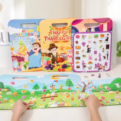 Amazon Halloween Quiet Book DIY Scene Stickers Busy Book Reusable Sticker Quiet Book Children's Gift - 4