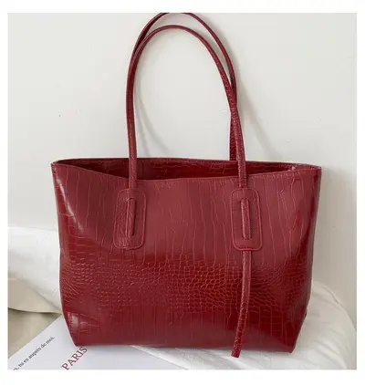 Retro Crocodile Pattern Women's Tote Bag, Large Capacity Single Shoulder Bag - 6