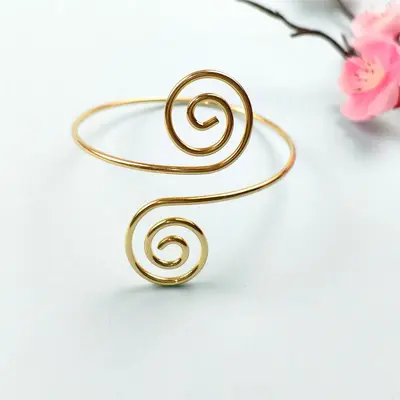 Rhinestone Flower Open Arm Bangle, Geometric Bracelet - 8