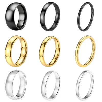 Women's European and American Cross-border Titanium Steel Ring, Non-fading, Shiny, Simple Flat Ring, 2 4 6mm Stainless Steel Niche Ring