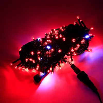 Black Cable Flashing LED String Lights, Waterproof for Outdoor Christmas Use - 10