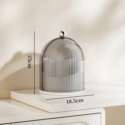 Transparent rotating makeup organizer with brush set and compartments - 7