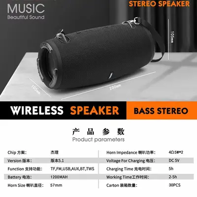 Grenzüberschreitender Bestseller xtreme3mini Kleine Kriegstrommel 3 Bluetooth-Lautsprecher, tragbare Outdoor-Lautsprecheranlage mit integriertem Verstärker