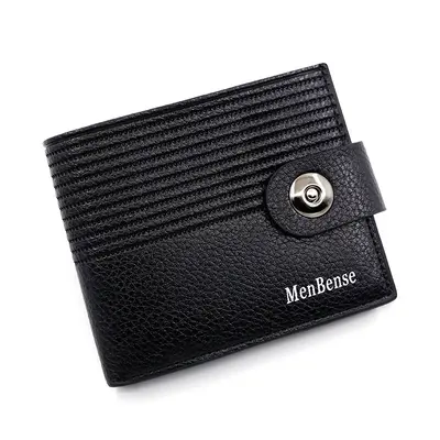 Men's Short Striped Wallet with Magnetic Snap and Coin Pouch, Slim Design - 6