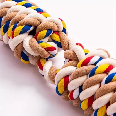 Dog Cotton Rope Toy Chew-Resistant Teeth Cleaning Tug Rope - 4