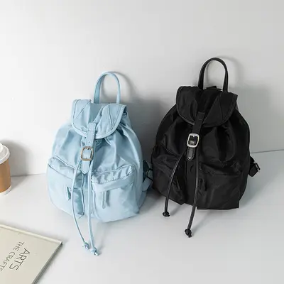 Women's Lightweight Nylon Backpack with Drawstring Closure - 4