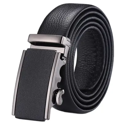 Genuine Top-Grain Leather Automatic Buckle Belt Men's Business Casual Versatile Waist Belt Male In Stock - 5