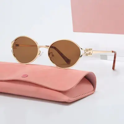 Damen-Sonnenbrille mit Metallrahmen, UV-Schutz, ovaler Rahmen