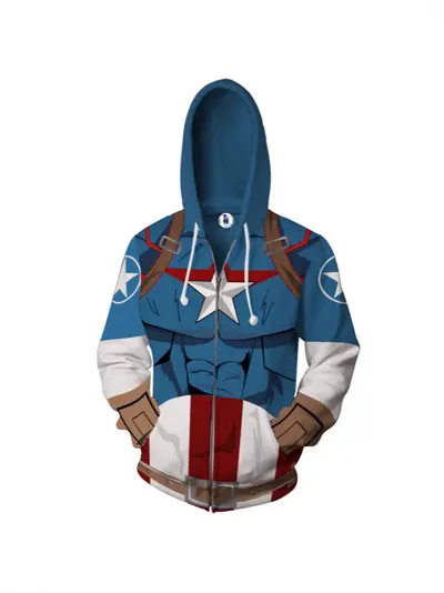 Erkek kapüşonlu sweatshirt, 3D dijital baskılı