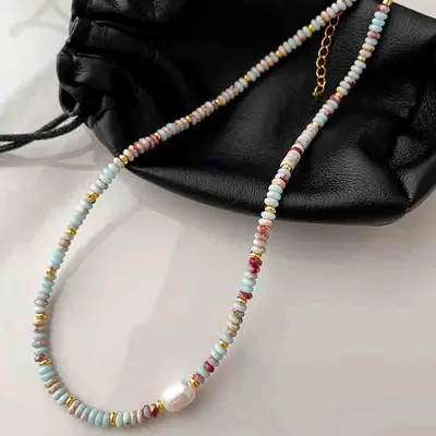 Freshwater pearl beaded layered necklace for women