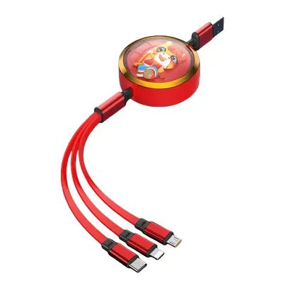 Ausziehbares 3-in-1 Schnellladekabel, Apple/Android/USB-C kompatibel