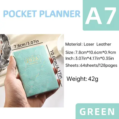 2027 A7 English Planner Notebook with Laser Cover, Mini Daily Planner - 11