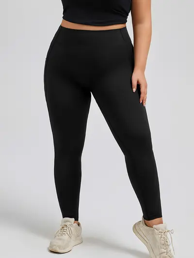 Kadın Büyük Beden Yüksek Bel Fitness Tayt Yüksek Elastikiyetli Cepli Yoga Pantolonu