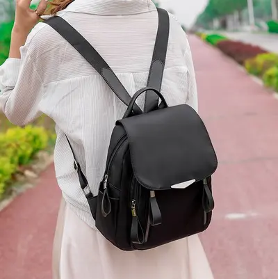 Korean-Japanese Style Casual Minimalist Nylon Women's Backpack - 7