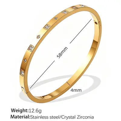 Titanstahl-Armband mit Sechsstern-Verschluss, 18k vergoldet - 8