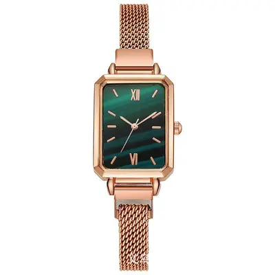 Women's watch, peacock green square design, elegant style - 4
